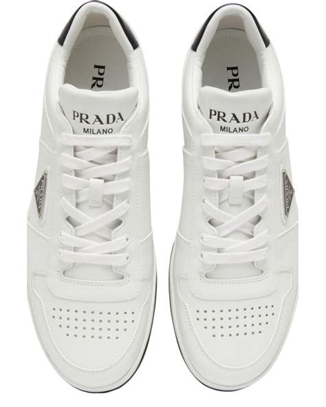 prada downtown low top|White Downtown Patent Leather Sneakers .